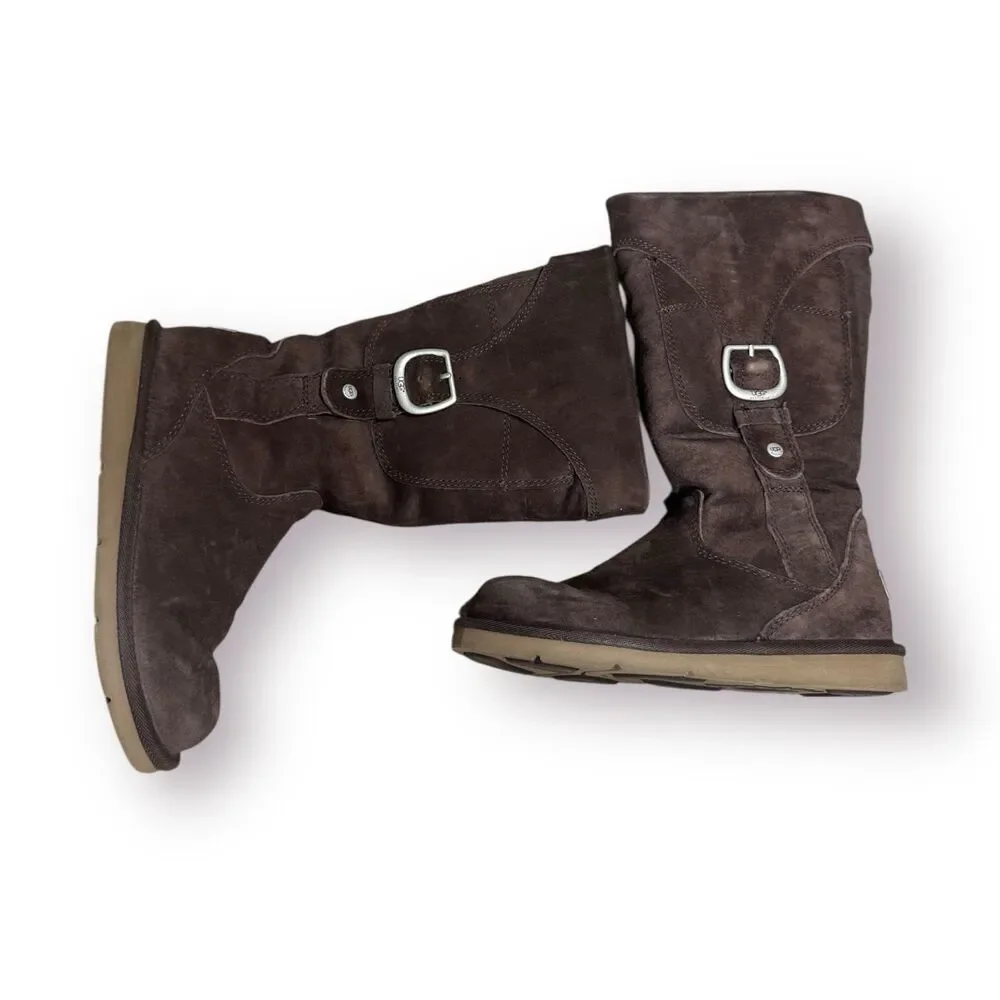 UGG Women’s Boots Cargo III Leather Suede Sheepskin Pockets‎ on Boots Sz 6 Brown